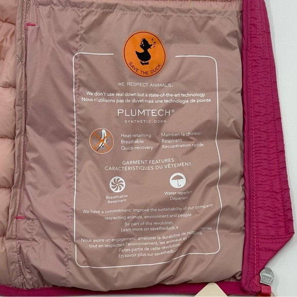 NWT SAVE THE DUCK Dia Giga 18 Fuchsia Lightweight Puffer Vest with Hood 2/M - Picture 11 of 16